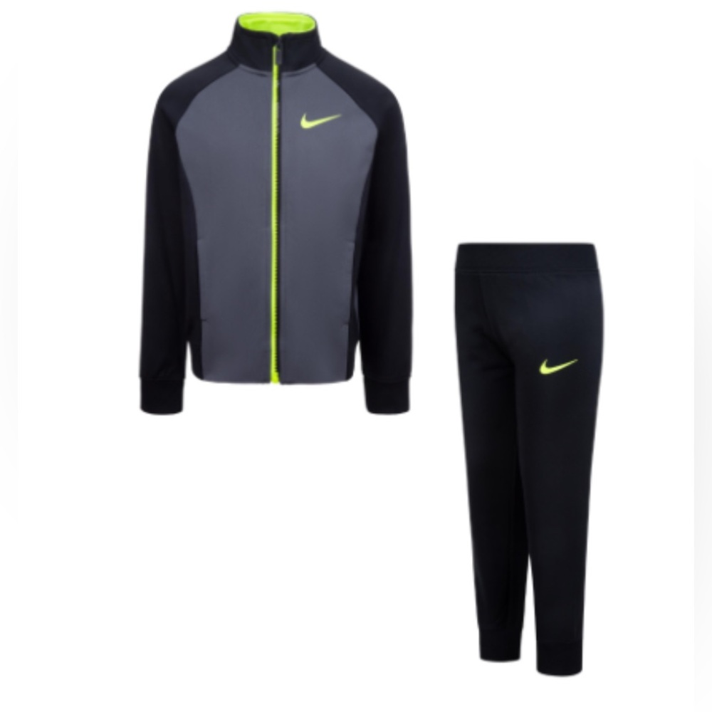 Brand New Nike Boys Black & Gray Track Set, Jacket & Joggers, Size 7, NWT